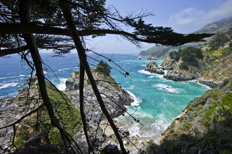 Mountains and ocean meet to create the unique scenery of McWay Cove at Julia Pfeiffer Burns State Park in Big Sur, Calif., May 19, 2011.