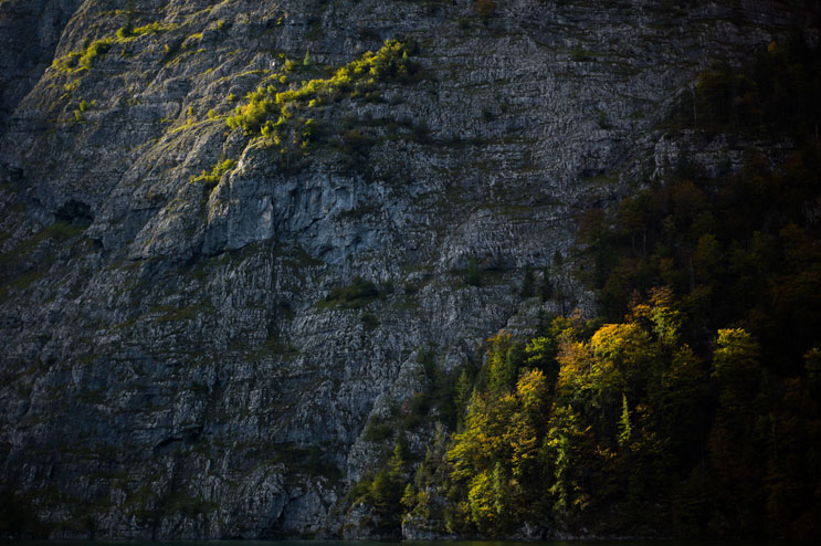 Sunlight caresses the rocks on the western shore just above St. Bartholomew's. Saturday, October 6, 2012.